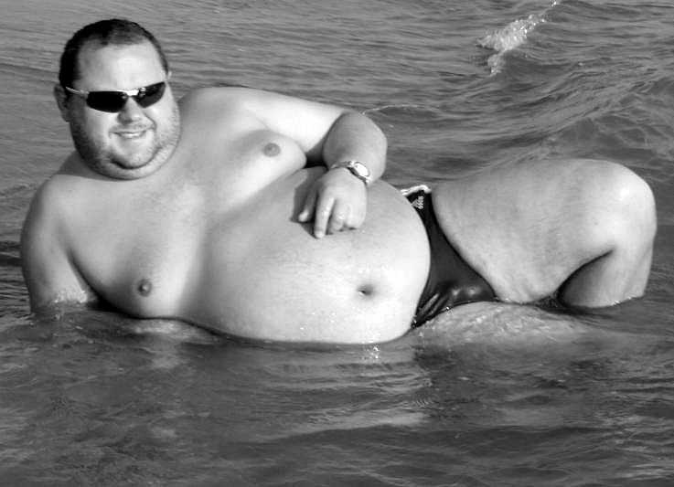 fat man with speedo